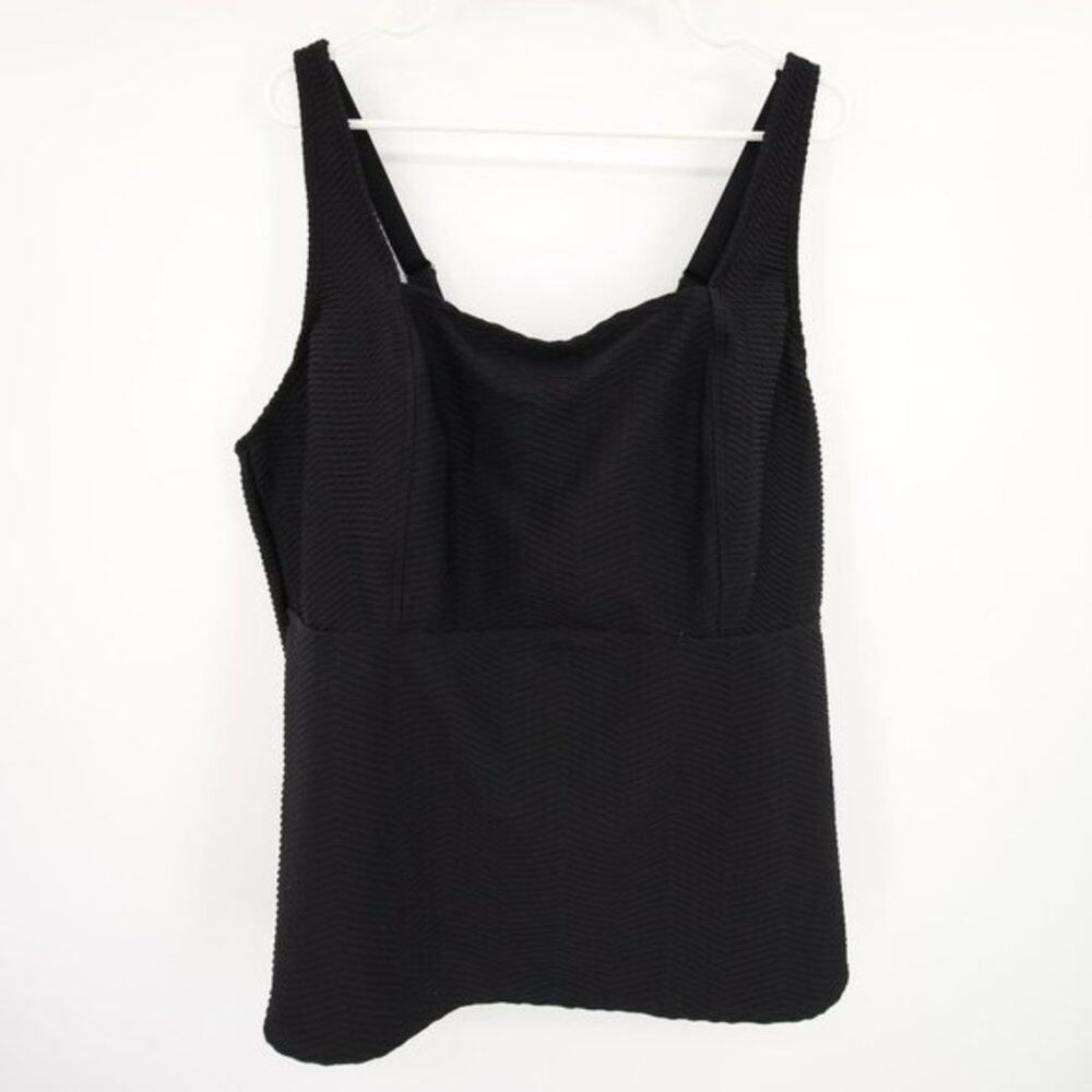 NWOT Lands End Black Tankini Swim Top Textured Size 24W